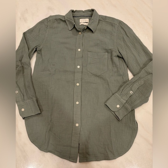 J Crew Garcon Classic Double Gauze Green Button Down Shirt (XS) - Picture 1 of 2